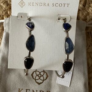 Kendra Scott Women’s Blue Stone Silver Hoop Earrings NWT $125.00